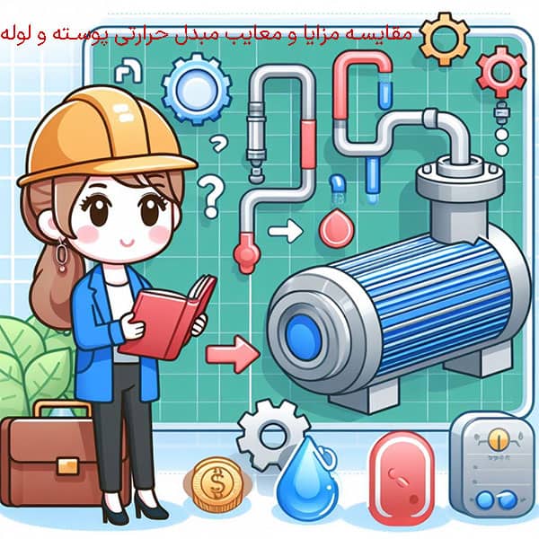 مهندس در حال مقایسه مزایا و معایب مبدل حرارتی پوسته و لوله